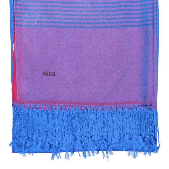 AKER Blue Purple Red Shawl Wide Scarf Pashmina - Picture 2 of 3